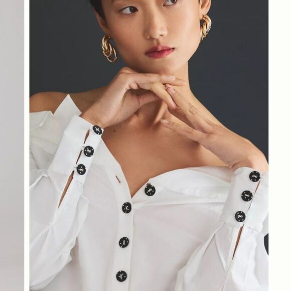 Maeve Cropped Tie-Front Blouse by Anthropologie - Picture 8 of 16